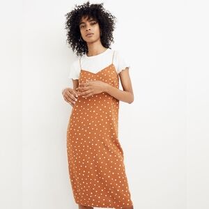 Madewell Burnt Clay Cami Slip Dress with Cream Polka Dots - Size 0
